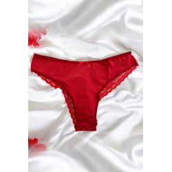 Culotte Dentelle Nœud Satin Rouge