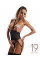 Corset Jarretelles et String Ouvert Noir Alliane Obsessive