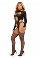 Ensemble Combi Jarretelles Harnais et Body Harnais Résille Noir