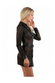 Robe ouverte à boutons pressions Noire bande transparente et opaque
