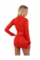 Robe ouverte à boutons pressions rouge bande transparente et opaque