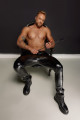 H067 Pantalon long en wetlook serpent avec poches arrière