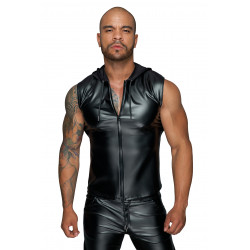Veste à Capuche Fetish Homme sans Manches Zip Double Sens