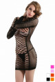 Robe noire large résille manches longues