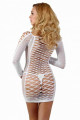 Robe Blanche Large Résille Manches Longues