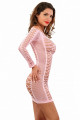 Robe Rose Large Résille Manches Longues