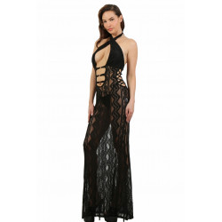 Robe Longue Dentelle Noire Profond Décolleté