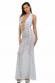 Robe Longue Dentelle Blanche Profond Décolleté