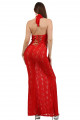 Robe Longue Dentelle Rouge Profond Décolleté