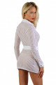 Robe Ouverte à Boutons Pressions Blanche Bandes Transparentes et Opaques Spazm Clubwear By Soisbelle
