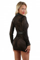 Robe Ouverte à Boutons Pressions Noire Bandes Transparentes et Opaques Spazm Clubwear By Soisbelle