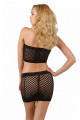 Ensemble Sexy Noir Top Jupe Large Résille