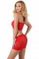 Ensemble Sexy Rouge Top Jupe Large Résille