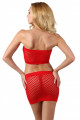 Ensemble Sexy Rouge Top Jupe Large Résille