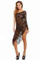 Robe Asymétrique Semi Longue Dentelle Noire 