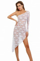 Robe Asymétrique Semi Longue Dentelle Blanche