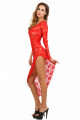 Robe Asymétrique Semi Longue Dentelle Rouge