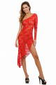 Robe Asymétrique Semi Longue Dentelle Rouge
