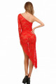 Robe Asymétrique Semi Longue Dentelle Rouge