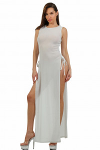 Robe Longue Blanche Transparente Scintillante