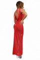 Robe de Soirée Longue Rouge Pailleté Large Décolleté Tombant au Dos