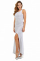 Robe de Soirée Longue Rouge Pailleté Large Décolleté Tombant au Dos