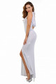 Robe de Soirée Longue Rouge Pailleté Large Décolleté Tombant au Dos