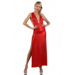 Robe Longue Rouge Irisé Décolleté dos nu