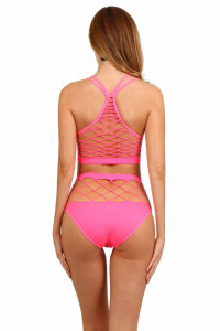 Ensemble Top et Culotte Sexy Rose Grande Résille