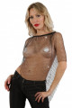 Top Poncho Filet Strass Noir
