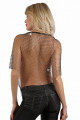 Top Poncho Filet Strass Noir