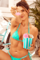 Bikini Turquoise Vinyle avec Chaînettes - MAL67131GLTQ