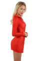 Robe Ouverte à Boutons Pressions Rouge Bandes Transparentes et Opaques