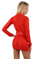 Robe Ouverte à Boutons Pressions Rouge Bandes Transparentes et Opaques