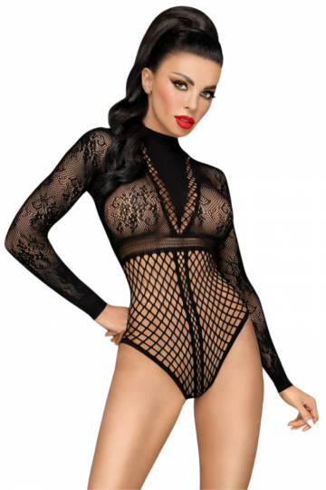 Body Noir Manches Longues Fantaisie