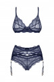 Ensemble Sexy Porte Jarretelles 3 Pièces Nightly Blue Obsessive