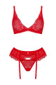 Ensemble 3 Pièces Porte Jarretelles Rouge Chilisa