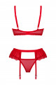Ensemble 3 Pièces Porte Jarretelles Rouge Chilisa