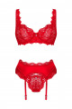 Ensemble Porte Jarretelles Amor Cherris Rouge 3 Pièces