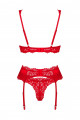 Ensemble Porte Jarretelles Amor Cherris Rouge 3 Pièces
