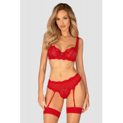 Ensemble Porte Jarretelles Amor Cherris Rouge 3 Pièces