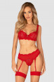Ensemble Porte Jarretelles Amor Cherris Rouge 3 Pièces