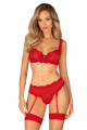 Ensemble Porte Jarretelles Amor Cherris Rouge 3 Pièces