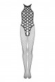 Combinaison BodyStocking Damier Losange Résille Lanières 