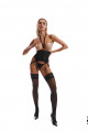 Corset Jarretelles et String Ouvert Noir Alliane Obsessive