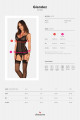 Guêpière Noir Double Jarretelles Rouge et String