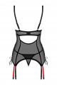 Guêpière Noir Double Jarretelles Rouge et String