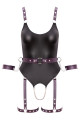 Body à jarretelles ouvert avec menottes - Cottelli Bondage