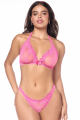 Ensemble Sexy Rose Dentelle Haut et String 2 pièces Mapalé