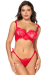 Ensemble Sexy Rouge Dentelle Bretelles String à Nouer 2 Pièces 